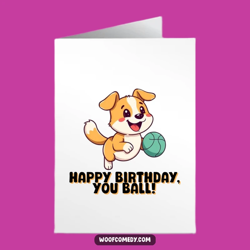 Free Printable Happy Dog Birthday Card: Running Fun, Wagging Tail Download