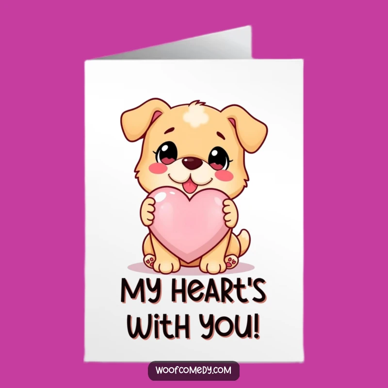 Free Printable Birthday Card: Loyal Dog's Glowing Heart - Loving Downloadable Gift