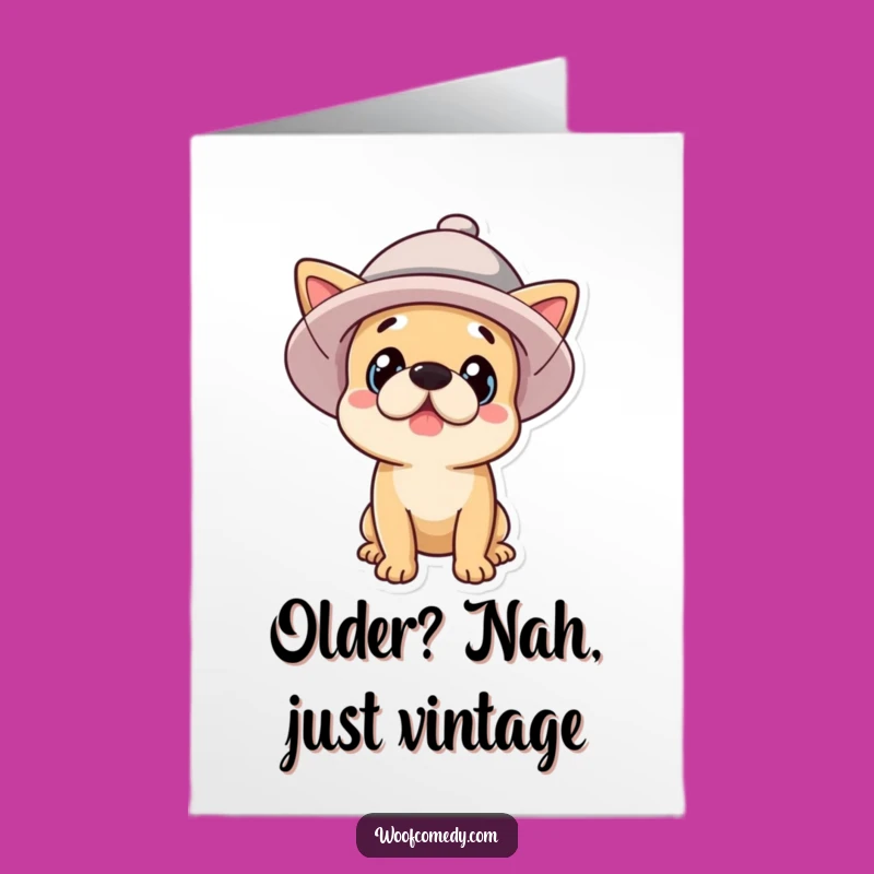 Free Printable Birthday Card: Silly Dog in Hat Surprise - Funny Downloadable Gift