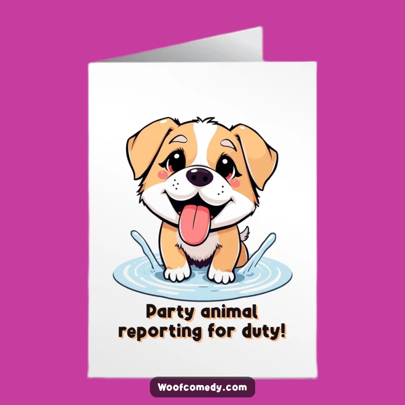 Free Printable Birthday Card: Happy Splashing Dog - Joyful Downloadable Gift