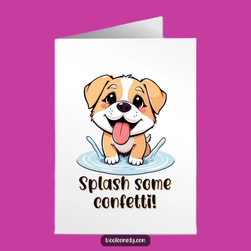 Free Printable Congrats Card: Happy Splashing Dog - Fun Downloadable Gift