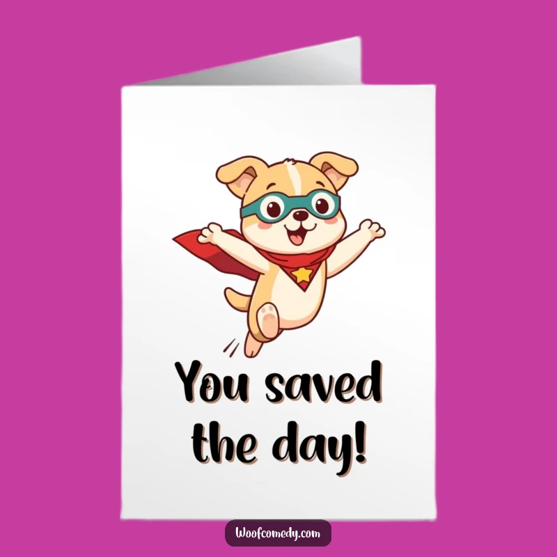 Free Printable Congrats Card: Kawaii Superhero Dog Celebrating Your Victory!