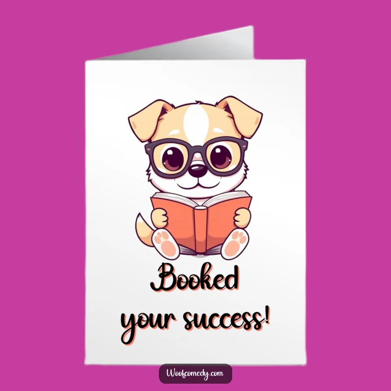 Free Printable Congrats Card: Wise Kawaii Dog, Humorous Downloadable Celebration