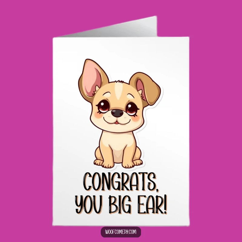 Free Printable Curious Dog Congrats Card: Floppy Ears, Funny Tilt Download