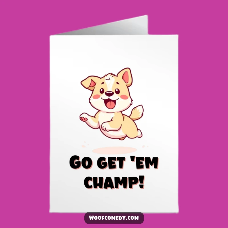 Free Printable Congrats Card: Energetic Kawaii Dog's Tail Chase - Joyful Downloadable Gift