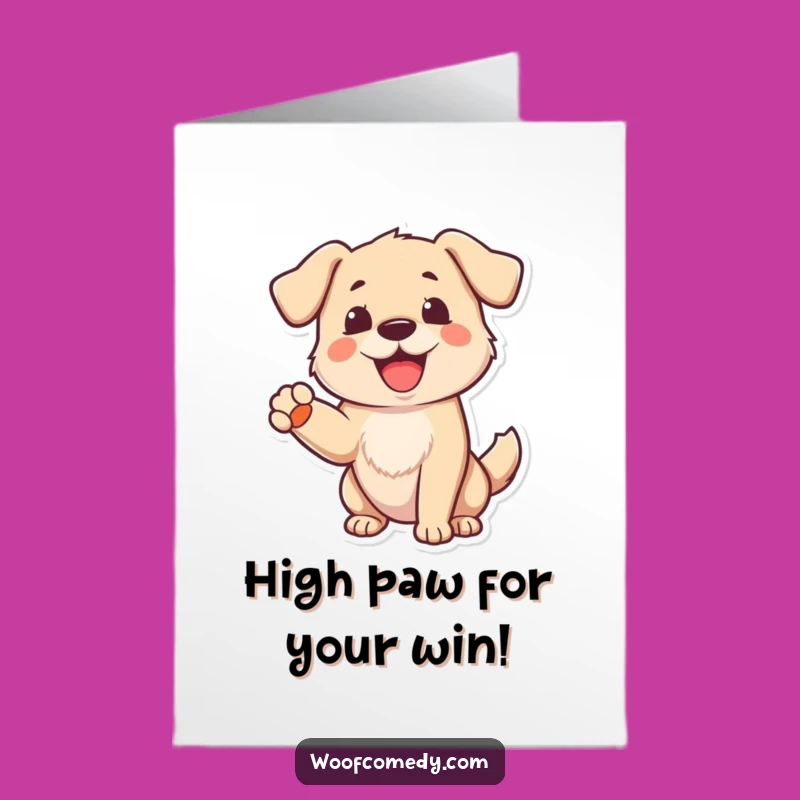 Free Printable Congrats Card: Friendly Dog's Paw, Cheerful Downloadable