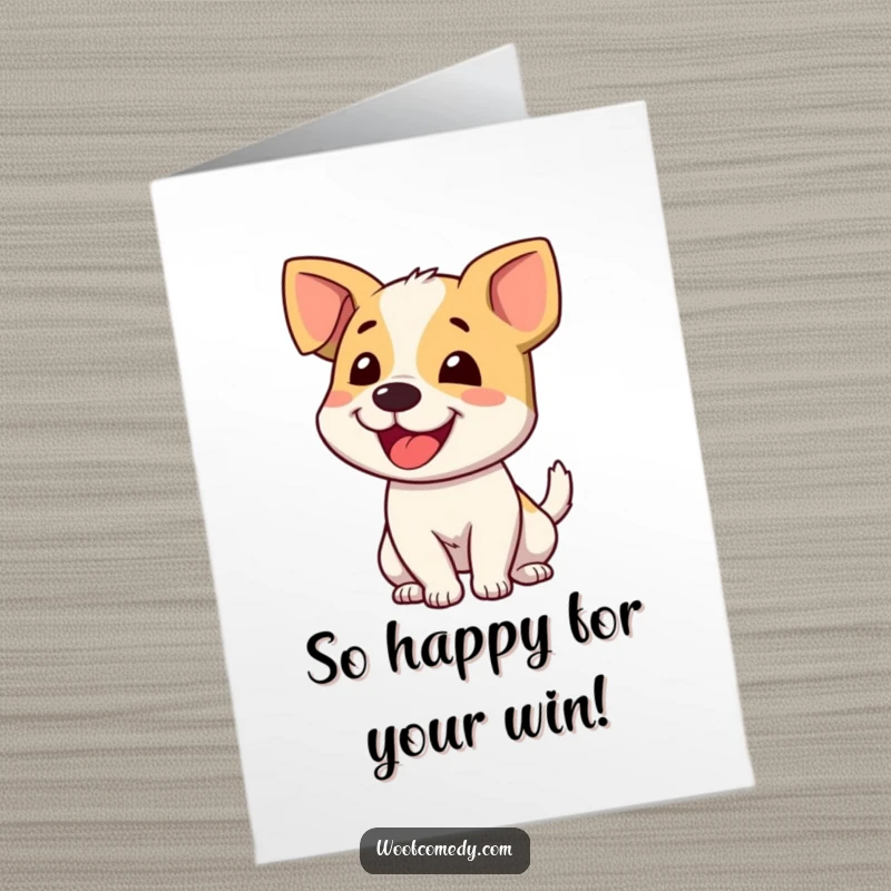 Funny Free Printable Congrats Card: A dog joyfully wagging its tail with a blur effect, celebrating your amazing accomplishment.