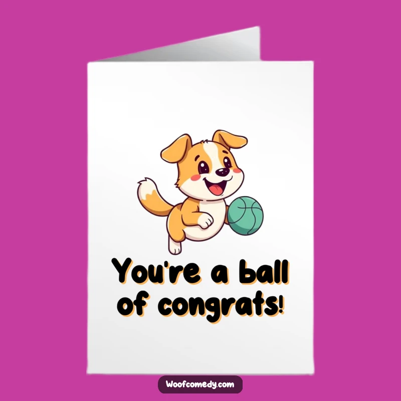 Free Printable Happy Dog Congrats Card: Running Joy, Wagging Tail Download