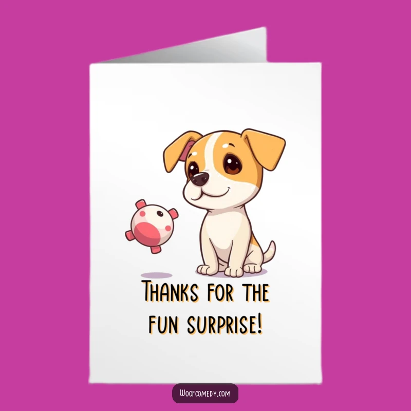 Free Printable Curious Dog Thank You Card: Funny Squeaky Toy Art for a Downloadable Gift