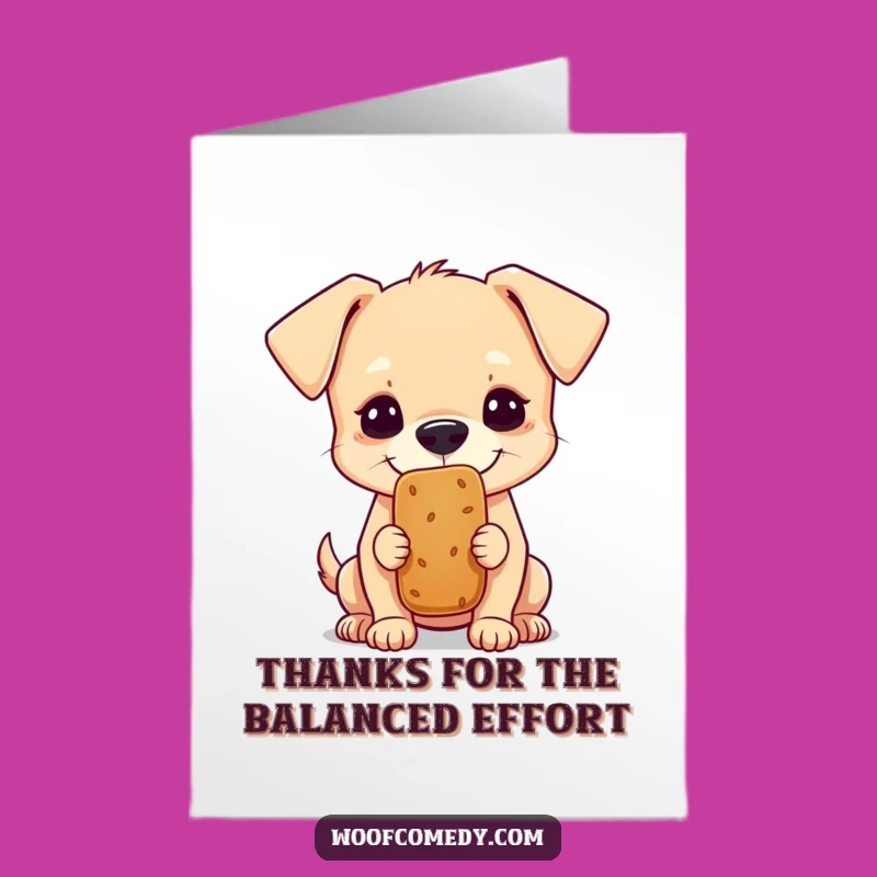 Free Printable Thank You Card: Comedic Dog Balancing Treat Gratitude Downloadable Gift