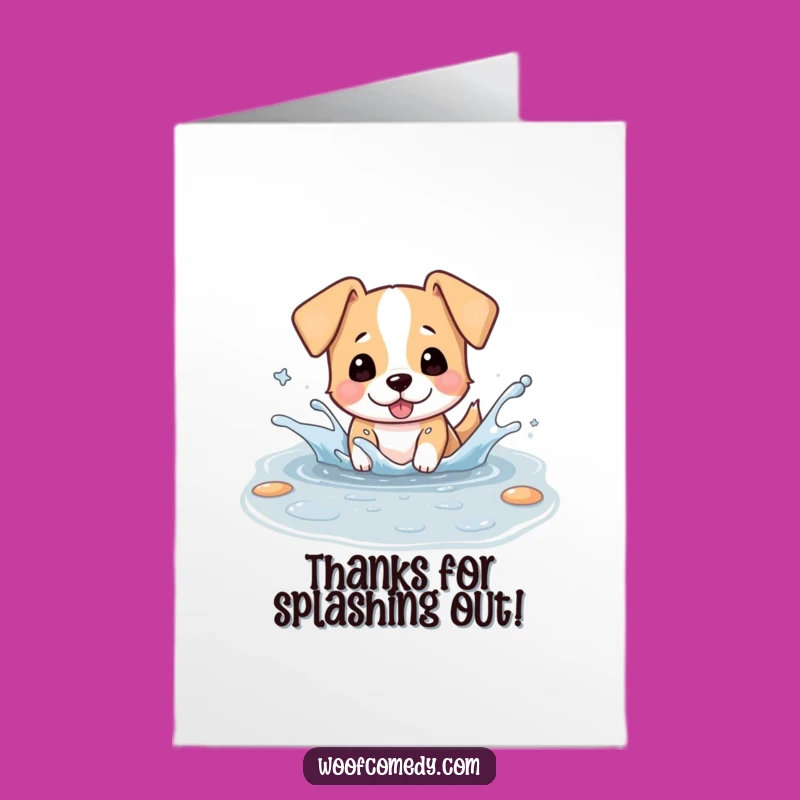 Free Printable Thank You Card: Grateful Kawaii Dog, Splashy Thanks Downloadable