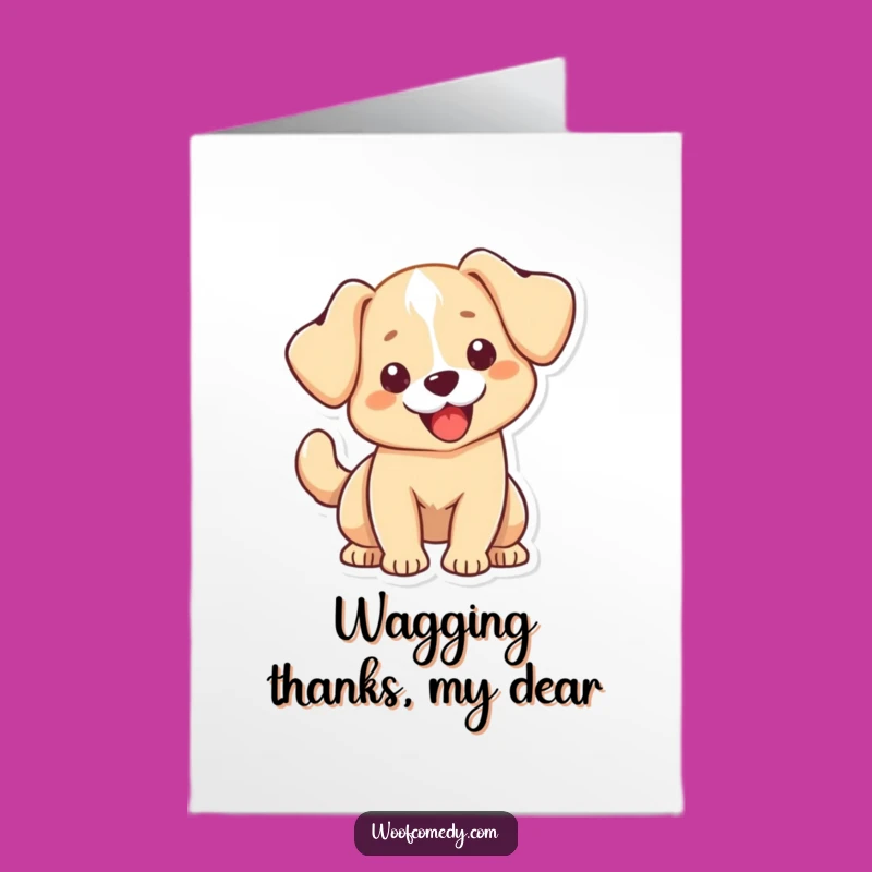 Free Printable Thank You Card: Happy Kawaii Dog Tail Wag - Cute Downloadable Gratitude