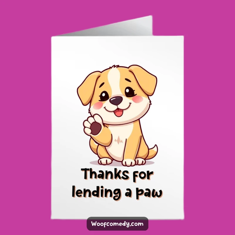 Free Printable Thank You Card: Loyal Dog Paw Shake Gratitude Downloadable Gift