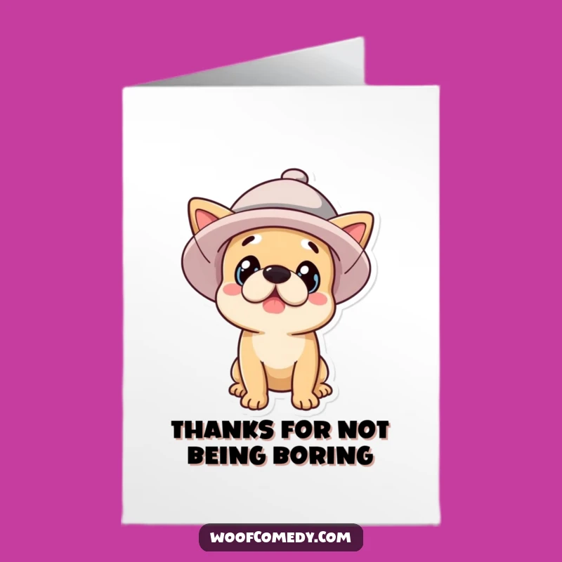Free Printable Thank You Card: Silly Dog in Hat - Funny Downloadable Gift