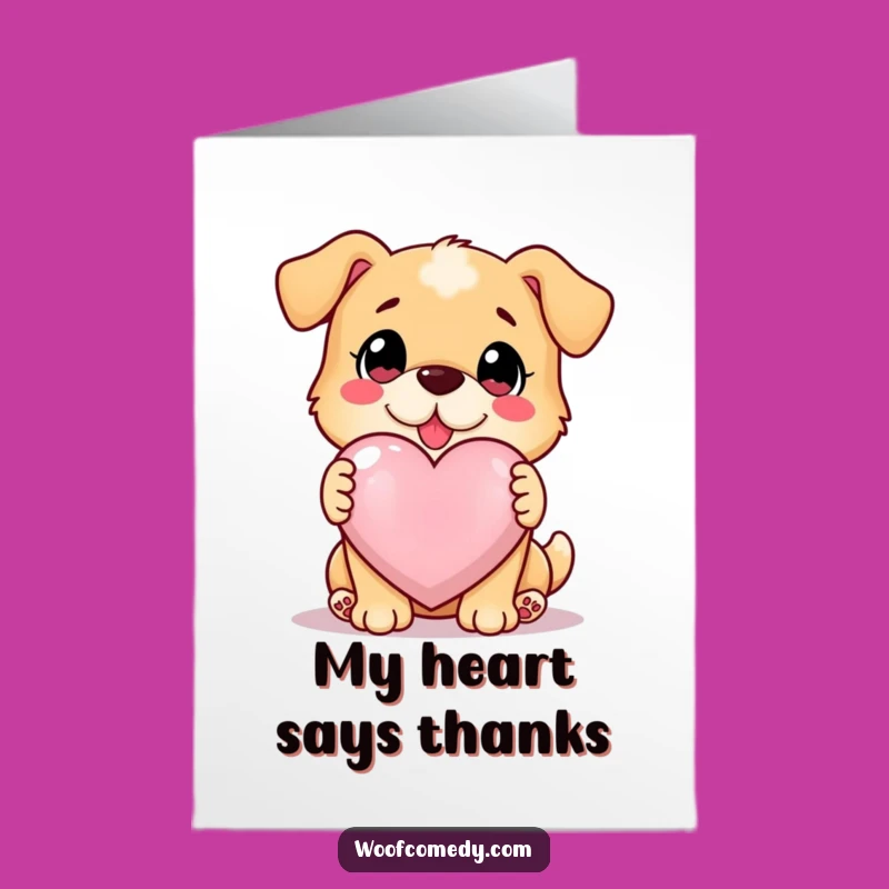 Free Printable Thank You Card: Loyal Dog's Glowing Heart - Loving Downloadable Gift