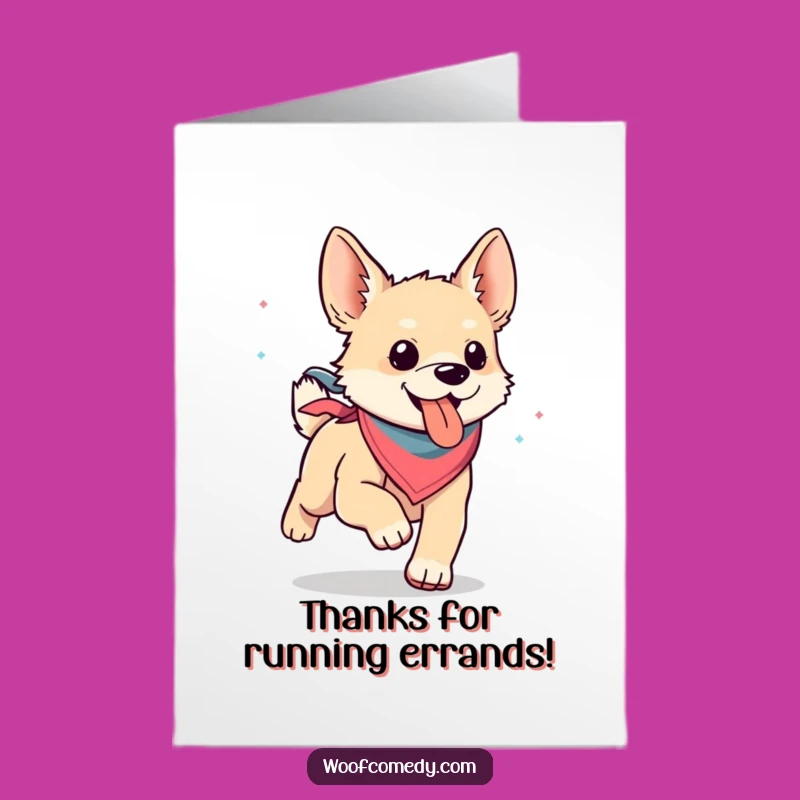 Thank You Free Printable Card: Kawaii Dog Running Thanks, Downloadable Gift