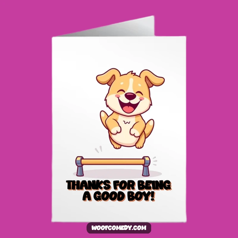 Free Printable Thank You Card: Happy Dog Leaping, Funny Gratitude Downloadable