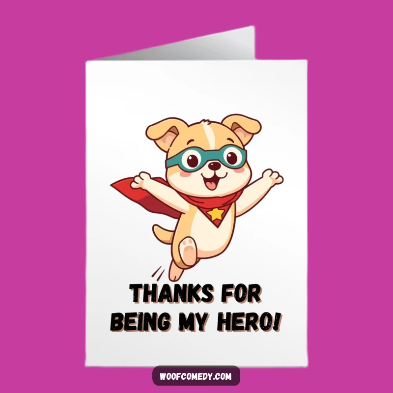 Free Printable Thank You Card: Kawaii Superhero Dog Delivering Thanks with a Leap!