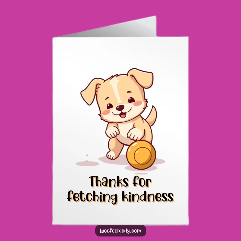 Free Printable Little Dog Thank You Card: Fetching Ball Funny DIY Gift