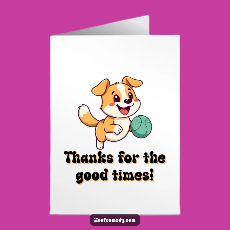 Free Printable Happy Dog Thank You Card: Running Thanks, Wagging Tail Download