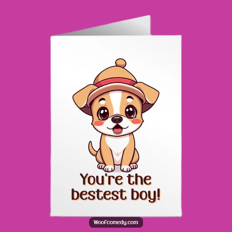 Free Printable Thank You Card: Surprised Kawaii Dog in Silly Hat - DIY Downloadable Gratitude