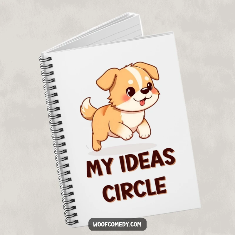 Funny Dog Notebook: A determined dog comically chasing its tail, perfect for jotting down notes with humor.