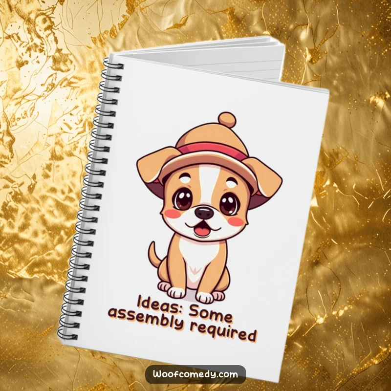 Funny Kawaii Dog Notebook: A surprised kawaii dog in a silly hat, ready to hold your notes and doodles.