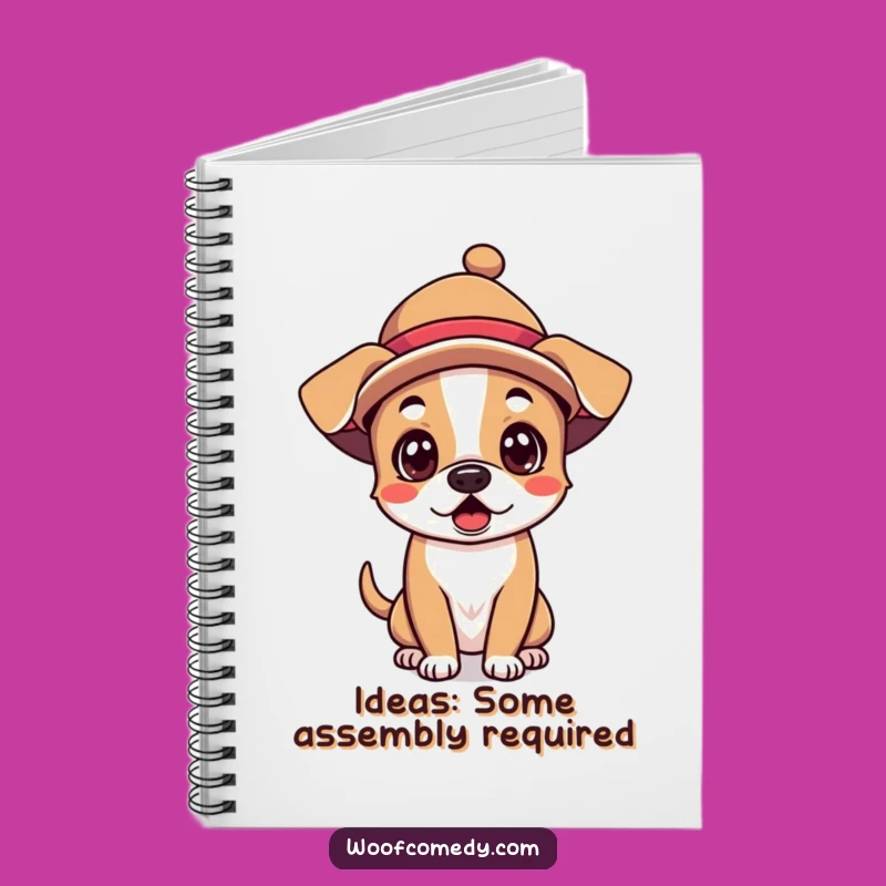 Funny Kawaii Dog Notebook - Silly Hat Surprise, Journal Your Thoughts