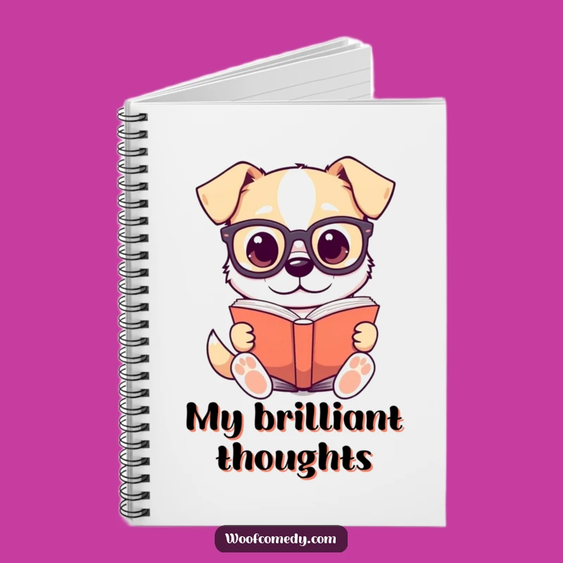 Funny Kawaii Dog Reading Notebook - Jot Down Smart Thoughts!