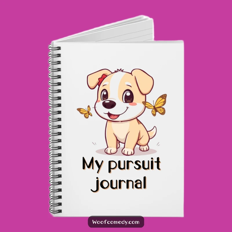 Funny Dog Butterfly Chase Notebook: Jot Down Adventures, Hilarious Cover, Gift