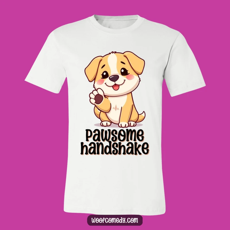 Funny Friendly Dog Paw Shake T-Shirt - Wearable Welcome Dog Apparel