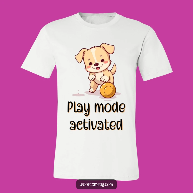 Funny Little Dog Ball Fetching T-Shirt: Active Wagging Tail Pup Tee