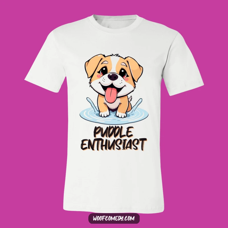 Funny Splashing Dog T-Shirt - Happy Panting Pooch Tee