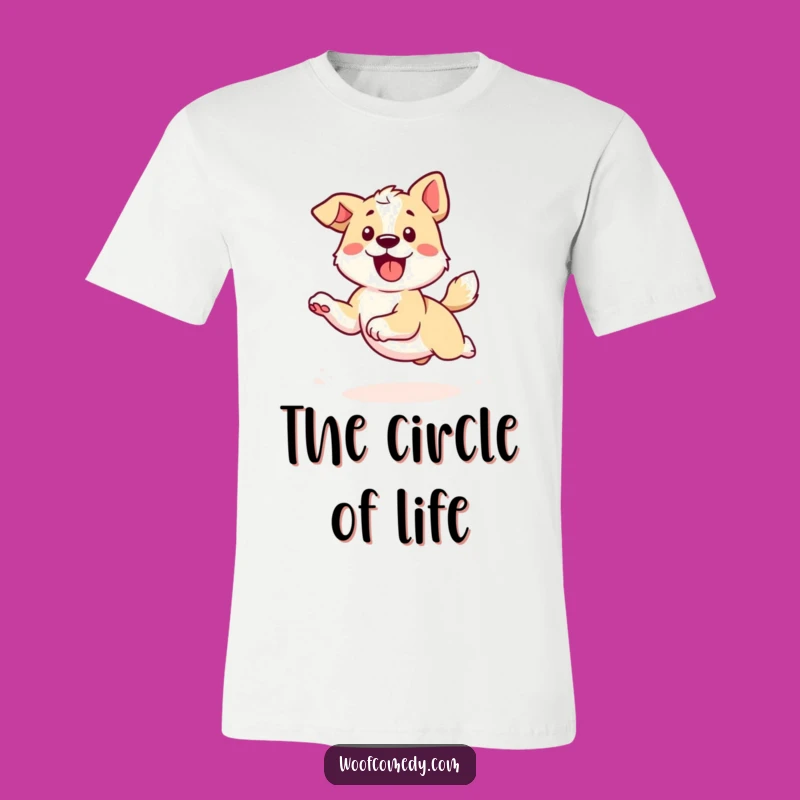 Funny Kawaii Dog T-Shirt - Energetic Tail Chasing, Comfy Cotton