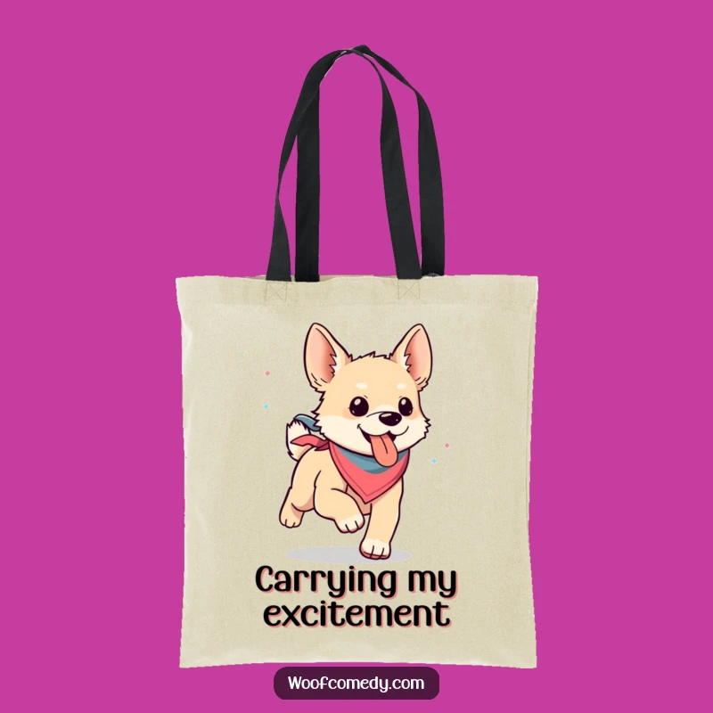 Funny Kawaii Dog Bandana Tote Bag: Carry Your Essentials with Happy Dog Energy