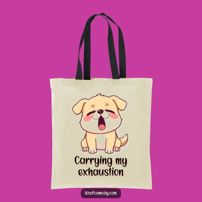 Funny Sleepy Dog Tote Bag: Carry Your Exhaustion with This Yawning Pup
