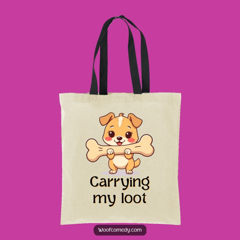 Funny Kawaii Dog Bone Tote Bag - Proud Happy Pup Carryall for Dog Lovers Gift