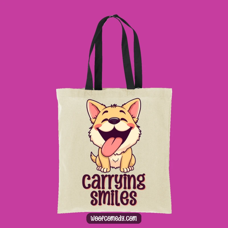 Funny Dog Grinning Tote Bag: Carry Your Happy Spirit Everywhere