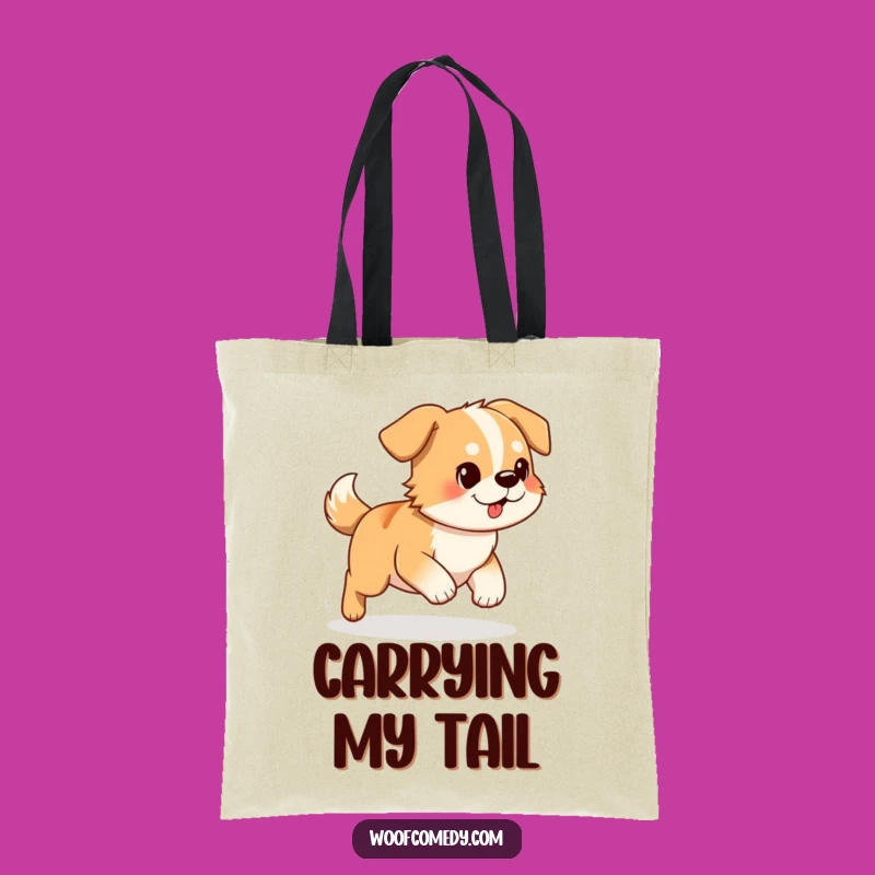Funny Dog Chasing Tail Tote Bag: Stylish, Durable, Hilarious Canine Accessory!