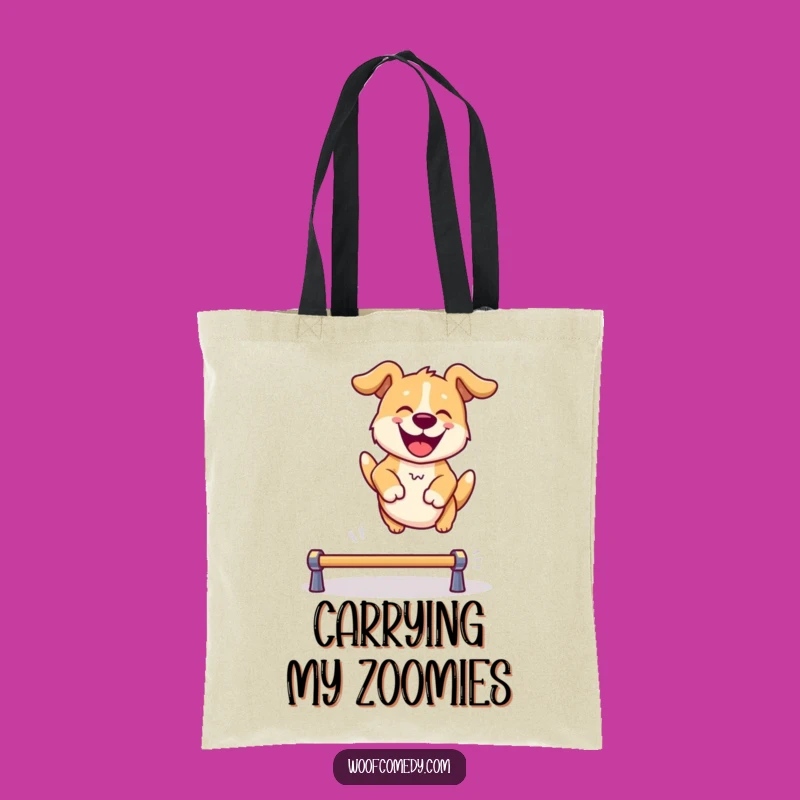 Funny Dog Leaping Tote Bag: Carry Your Joyful Spirit Anywhere