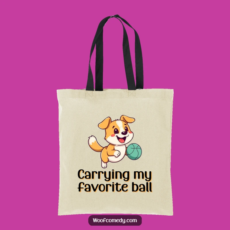 Funny Happy Dog Ball Tote Bag - Joyful Runner Accessory Gift
