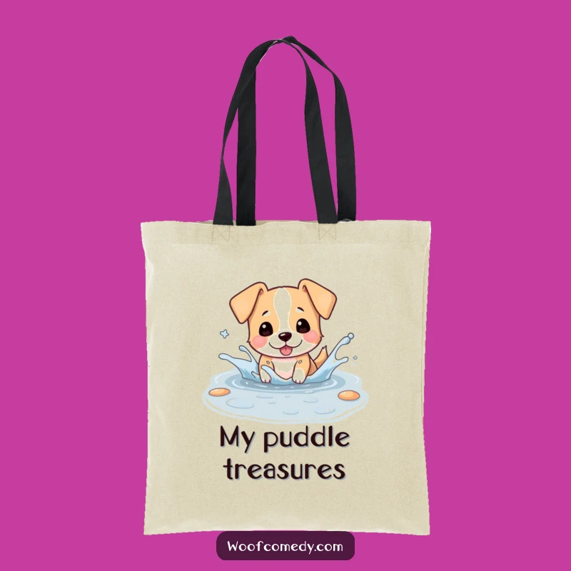 Funny Kawaii Dog Puddle Tote Bag - Carry Your Splash!