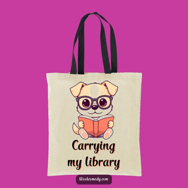 Funny Kawaii Dog Reading Tote Bag - Carry Your Knowledge!