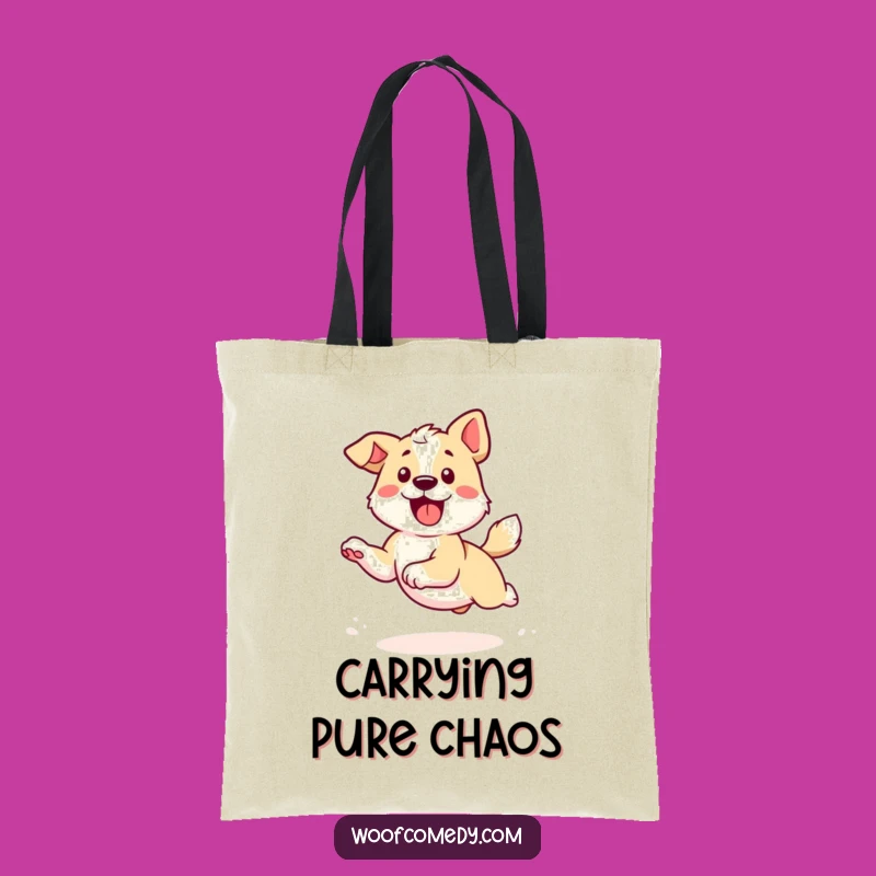 Funny Kawaii Dog Tote Bag - Energetic Tail Chasing, Carry Your Fun