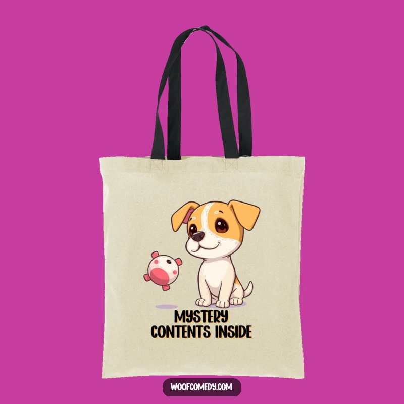 Funny Curious Dog Tote Bag: Carry Your Curiosity with This Hilarious Squeaky Toy Design!